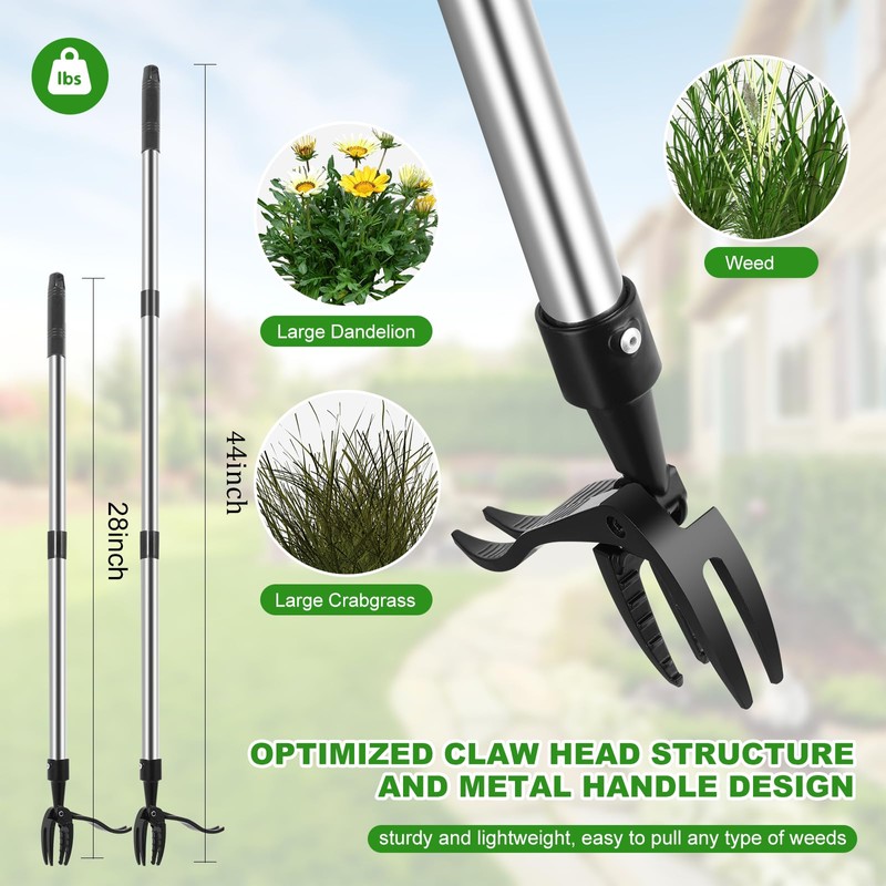 zessnug Weed Puller Tool, Lightweight, 4-Claw Stand Up Weeder Tool