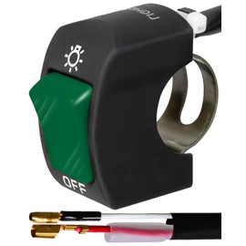 Belinous 7/8" Handlebar Switch for Motorcycle, ATV, etc, Waterproof Motorcycle Toggle Switch for Lights, Easy-to-Mount On-Off Switch (Green Push Button)