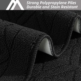 COSY HOMEER-Kitchen-Rugs-and-Mats 20"x48" Non Slip Kitchen Mats for Floor Absorbent Washable Kitchen Runner Standing Floor Mat for Sink Mat,Entry,Laundry,Polypropylene,Black