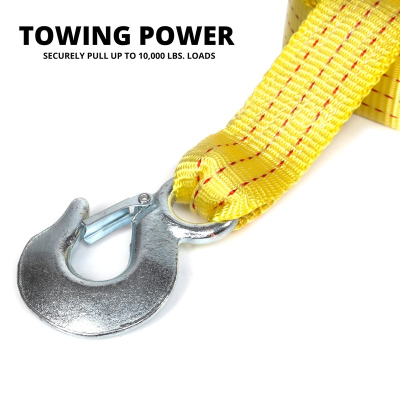 NEIKO 51005A Heavy-Duty Tow Strap with Hooks, 2 Inches by