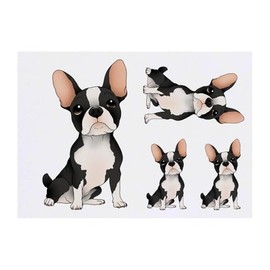 4 x 'Sitting French Bulldog' Temporary Tattoos - Water Resistant, Skin-Safe, Non-Toxic Transfers, Mixed Sizes (TO00085308)
