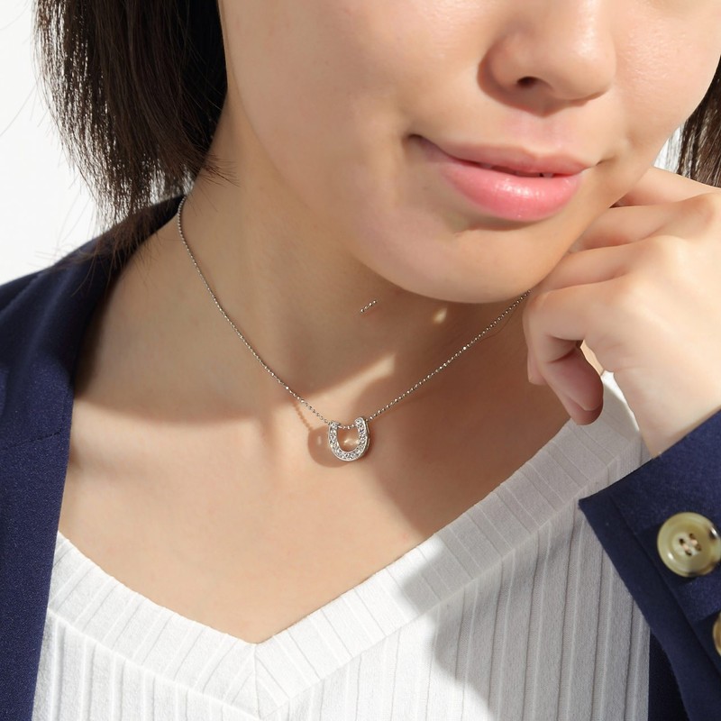Miaomyao Super Cubic Zirconia, Silver, Horseshoe, Horseshoe, Horseshoe, Necklace, Accessory,