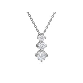 Tuscany Silver Women's Sterling Silver Rhodium Plated Graduated Trilogy Cubic Zirconia Pendant on Adjustable Chain Necklace of 39.5cm/15.5"-42cm/16.5"