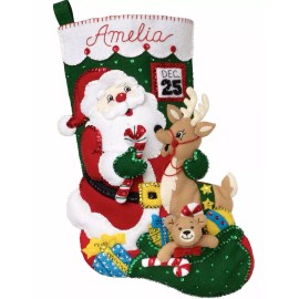 Bucilla DIY Santa and Friends Deer Toys Christmas Delivery Felt Stocking Kit