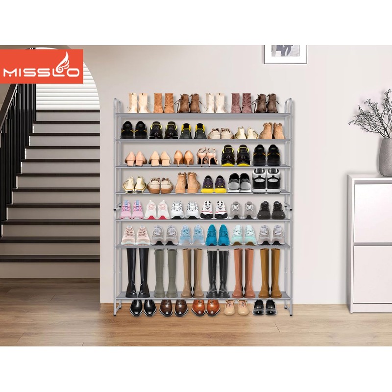 MISSLO 4 Tier Long Shoe Organizer for Closet Shoe Rack