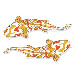 4 x 10cm Koi Carp Vinyl Stickers Decals Car Bike Fishing Box Gift Pond Laptop #9001 (10cm Wide x 3.5cm High)