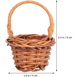 LATRAT Pack of 10 Braided Flower Basket, Fruit Basket, Cable Knit, Small Wicker Basket with Handle, Mini Baskets, Flower Children Baskets, Handle Basket, Wedding Scatter Basket