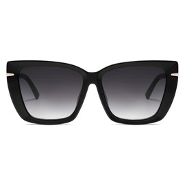 SOJOS Large Oversized Cat Eye Sunglasses for Women 70s Retro Trendy Designer Shades SJ2231, Black/Grey