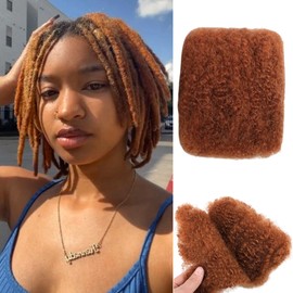 Afro Kinkys Bulk Human Hair for Dreadlock Extensions,Repair Locs, Twists and Braids, 1 Packs 30 Gram100% Human Hair Afro Kinky Bulk Can be Dyed and Bleached (Ginger, 8inch)