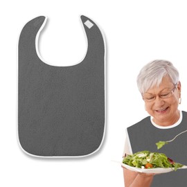Fiyuer Bib for Adults, Seniors, Reusable, Washable, Waterproof Terry Towelling Bib, Adult Bib, Easy to Clean, Unisex Clothing Protector for Mother and Dad, gray
