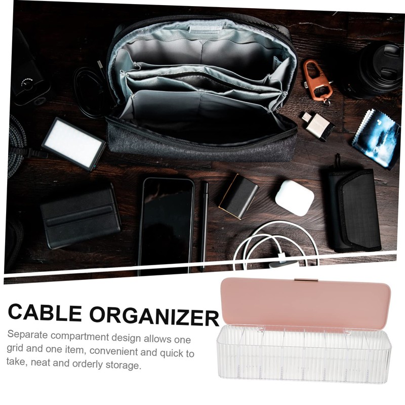 Operitacx Multi Compartment Cable Organizer Box Dustproof Cord Storage Case