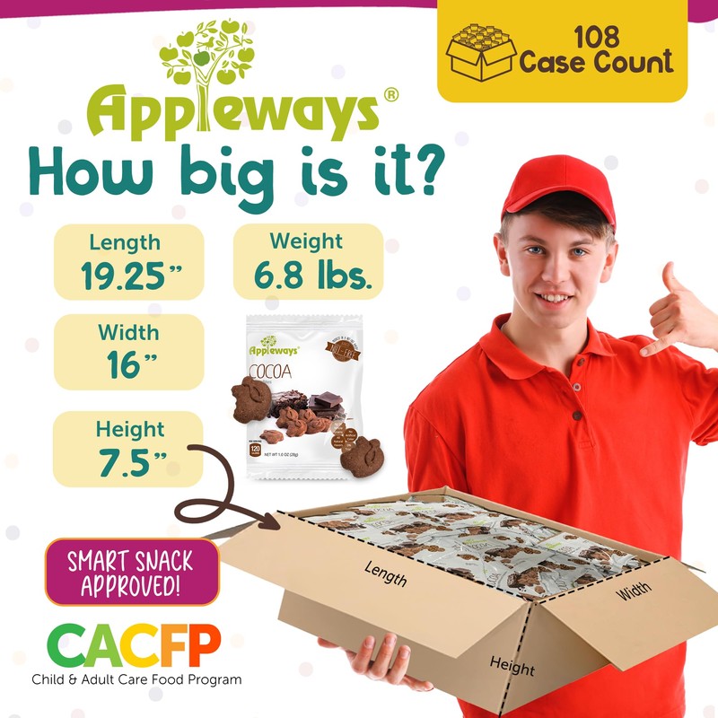 Appleways Whole Grain Cocoa Crispy Bites, All-Natural Individually Wrapped Crispy