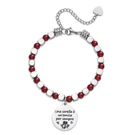 LParkin Friendship Bracelet Birthday Friendship Gift A Sister is a Friend Forever Women Bracelets, Stainless Steel, Agate