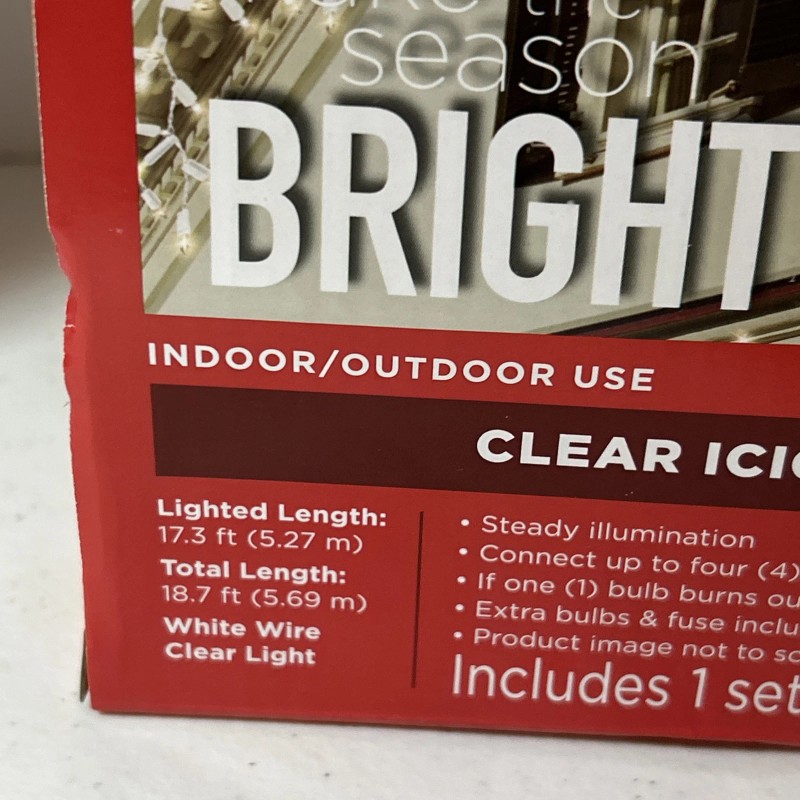 Bright Clear Icicle Lights Indoor Outdoor Season Bright 200 Set