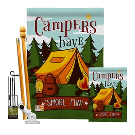 Angeleno Heritage Camping Smore Fun! Garden House Flags Kit Outdoor Rustic Camper RV Trailer Adventure Camp Site Campfire Small Decorative Gift Yard Banner Double-Sided Made in USA 28 X 40