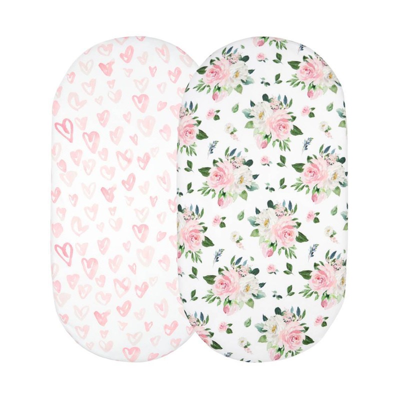 2Pcs Bassinet Sheet Polyester Cotton Breathable Elastic Bassinet Pad Mattress