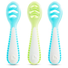 Munchkin Munchkin® Gentle Dip Self-Feeding Pre-Tensil, 3 Pack, Mint Blue/Green