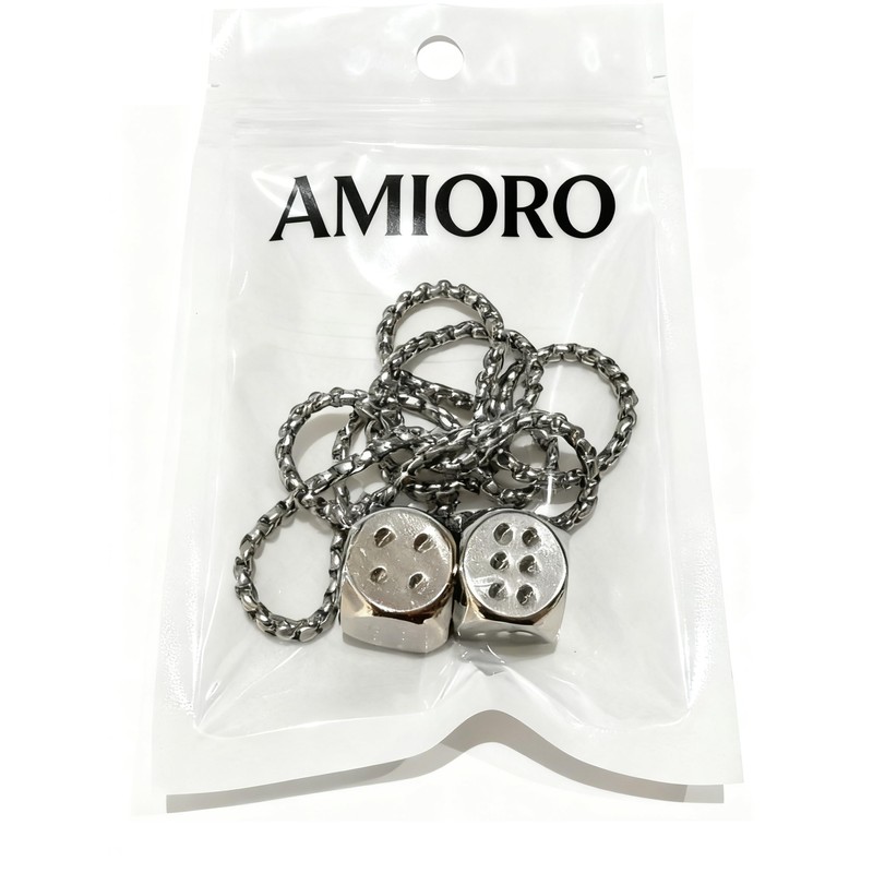 AMIORO Creative Hanging Dice with Dots Car Metal Pendant Rear