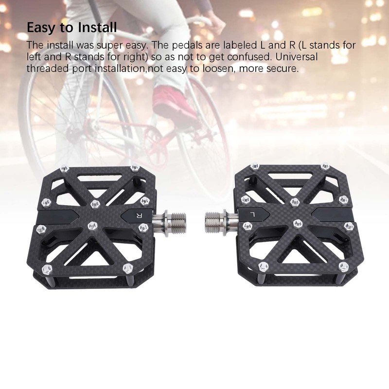 Mountain Cycling Pedals Carbon Fiber 3 Bearing Anti Slip Hollow