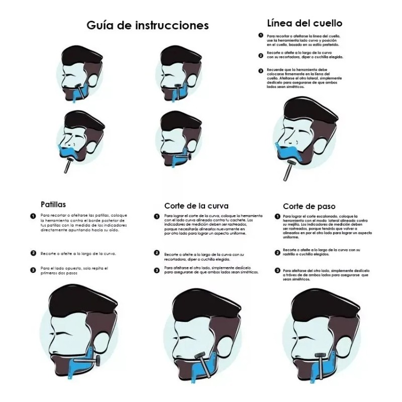 Set De 2 Plantillas Para Barba Peine Herramienta Moldeado