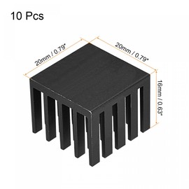 sourcing map Electronic Radiators Module Cooler Aluminium Heatsink 20x20x16mm for CPU Black Pack of 10