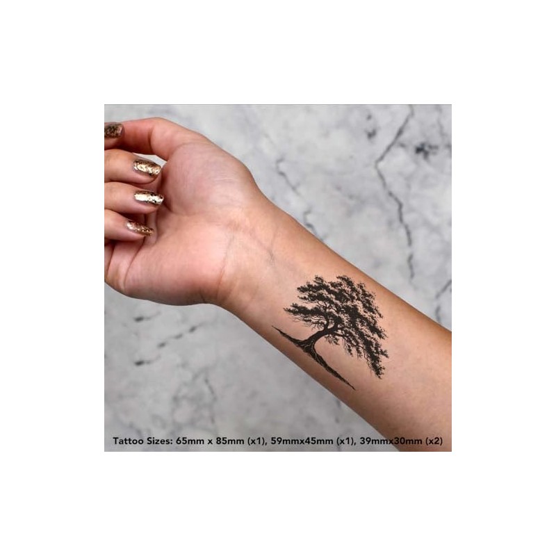 4 x 'Old Tree' Temporary Tattoos - Water Resistant, Skin-Safe,