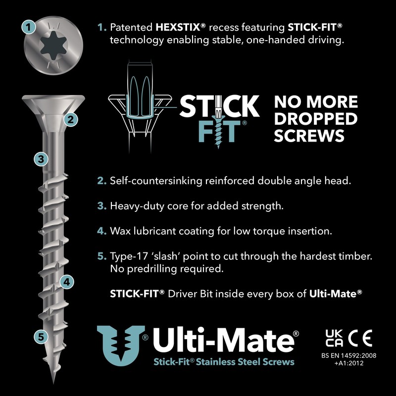 Ulti-Mate Stainless Steel Woodscrews - 5.0 x 90mm - Box