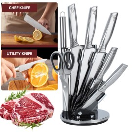 Unbranded Chef Knife Set 8 Pack Stainless Steel Knife Set Kitchen Knife Sets with Block