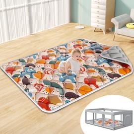 Fshibila Baby Play Mat, 74" × 50“ PlayMat for Playpen, Baby Playmat for Floor, Thick Ultra Soft Play Mat for Babies and Toddlers Infants Playing or Crawling.