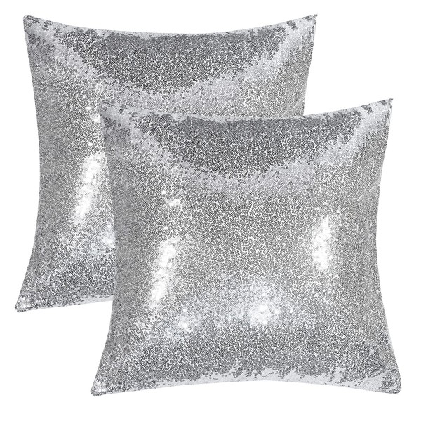 Xpanal Home Decorative Solid Glitter Sequins Square Throw Pillow Covers