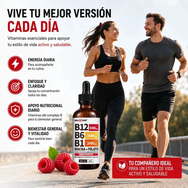 Mvpcare Vitamina B12 Gotas Líquidas Complejo Sublingual Contiene Nicotinamida Ácido