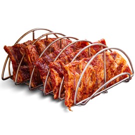 BBQ Rib Racks for Smoking, Classic Joe, BGE Grill Expander Rack Accessories - Optimizes Grilling Space, Standing Roast Rack Allows for more Even Cooking, Works with 18" or Larger Size Grill, Stainless
