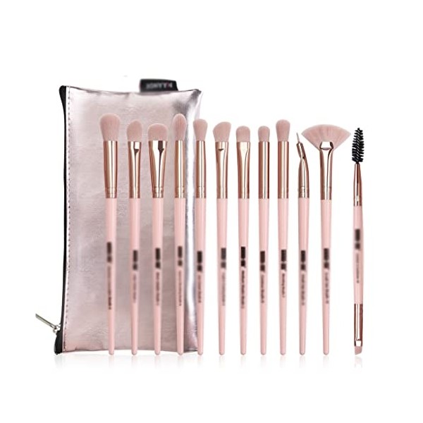 12pcs Eye Makeup Brushes Set with Cosmestic Bag Rose Gold