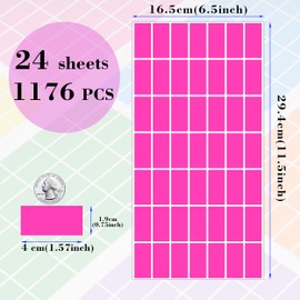 1176 Pack Rectangular Coloured Stickers Labels,12 Colours Rainbow Sticky Label,4cm x 1.9cm Color Coding Labels Assorted Stickers by YSHIHE