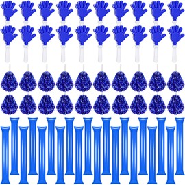 60 Pcs Cheerleading Pom Poms Hand Clappers and Thunder Sticks Cheering Noise Makers for Sporting Events Football Games Team Spirit Items Party Favors Dance(Blue)