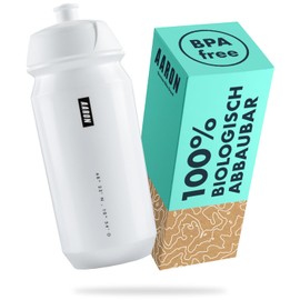 AARON ECO Drinking Bottle Made of Sustainable Sugarcane, 500 ml, Lightweight and Leak-Proof, Practical BPA-Free Water Bottle for Sports, Fitness, Hiking, Outdoor in White