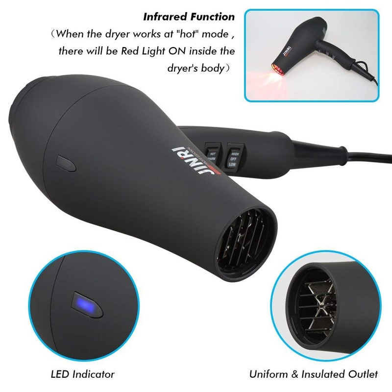 JINRI Hair Dryer, 1875W, 3 Heat & 2 Speed, with