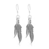 MIMI Sterling Silver Two Double Feathers Drop Dangle Earrings