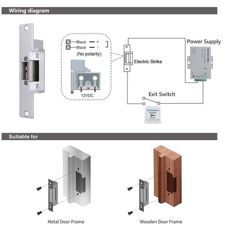 Electric Strike Lock Electronic Mortise NO Mode Fail Secure Lock