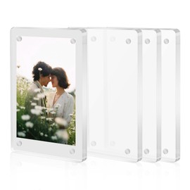 NILLOS Magnetic Picture Frames, 4 PCS Clear Frameless Display Frame for Cards, Memos, Stamps (6 x 9 cm/2.36 x 3.54 in)