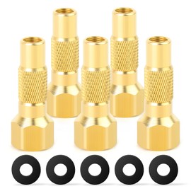 MEANLIN MEASURE Tire Air Chuck,1/4'' FNPT Heavy Duty Screw on Brass Tire Air Chuck for Tire Inflator Gauge Compressor Accessories Twist-on Chucks(Pack 5 pcs)