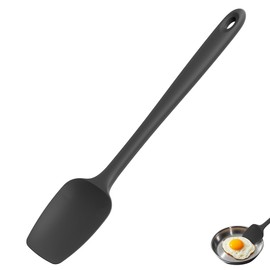 U-Taste Extra-Long 600ºF Heat Resistant Spatula Spoon: 14" Silicone Spoonula Cooking Utensils for Kitchen Use, Non-Stick Scoop Scraper with Soft Edge & Firm Core for Baking, Mixing, Serving (Black)