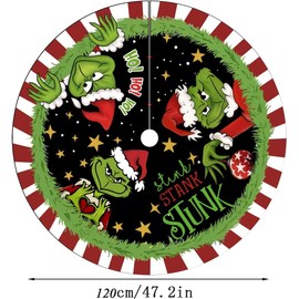 ALINK Merry Christmas Tree Skirt 48 Inches Green Tree Skirt Soft Plush Xmas Tree Skirt New Year Farmhouse Christmas Tree Decorations Christmas Tree Mat for Merry Christmas Party Supplies