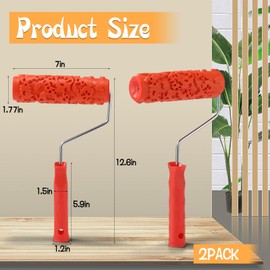 CODOHI 2 PCS 7'' Texture Roller Pattern Paint Roller for Wall Decoration Classic Brick Embossing Texture Rubber Roller Decorative Art Roller with Plastic Handle, Not Paint Rollers(Eg323t)