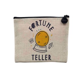 Linen Pouch – Girls Collection Humour Parody Message Children's Geek Birthday Illustration – Linen Look Canvas Make-Up Bag – Toiletry Bag – Coin Purse, Fortune Teller, 15 x 10 cm, Makeup Bag