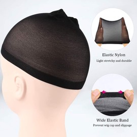 6PCS Black Stocking Wig Caps Stretchy Nylon Wig Caps Soft and Breathable Close End Wig Caps for Women and Men