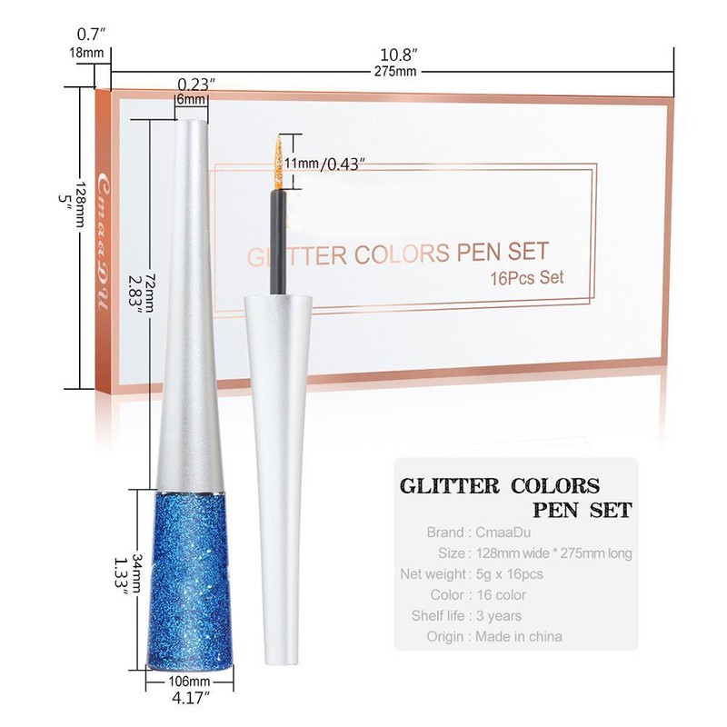 16 Colors Liquid Matte Eyeliner Set Colorful Shining Glitter Eye