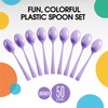 Disposable Lavender Plastic Spoons 50 Pcs - Heavy Duty Lavender