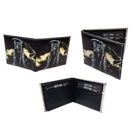 Zugar Land Handcrafted Vegan Leather Bi-Fold Wallet (Grim Reaper) Holds 9+ Credit Cards, Plus I.D. Card, Cash (Grim Reaper)