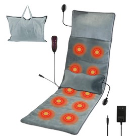 Full Body Massage Mat with Heat, Electric Heating Pad Massage Mat with Inflatable Head Pillow Lumbar Pillow, Massage Chair Pad with 10 Vibrating Motors, 9 Massage Modes and 3 Heating Settings